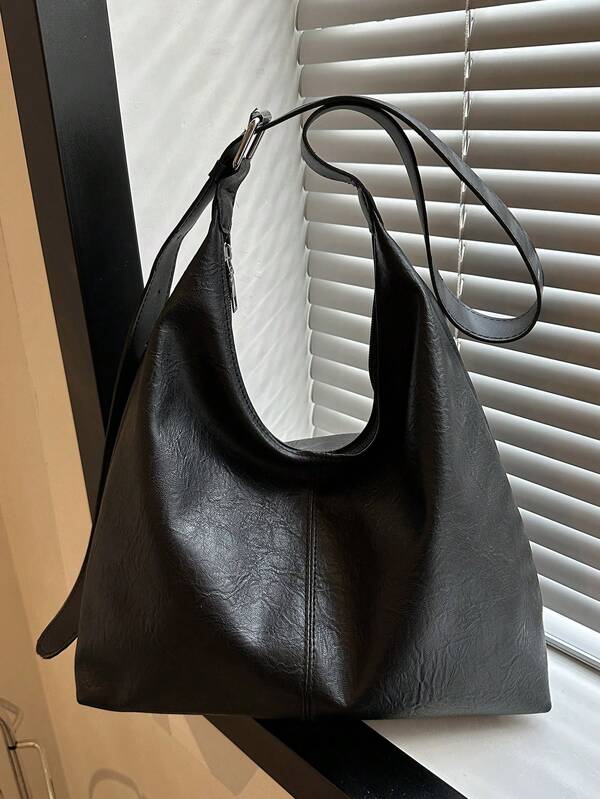 Solid Color Underarm Tote Bag