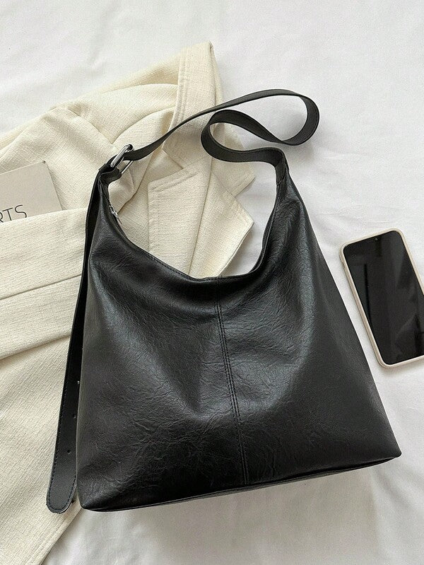 Solid Color Underarm Tote Bag
