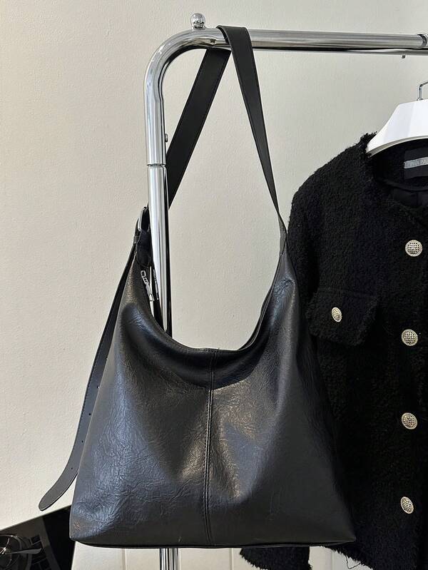 Solid Color Underarm Tote Bag