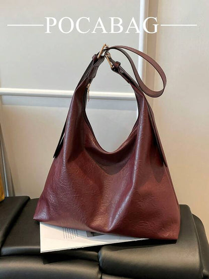 Solid Color Underarm Tote Bag