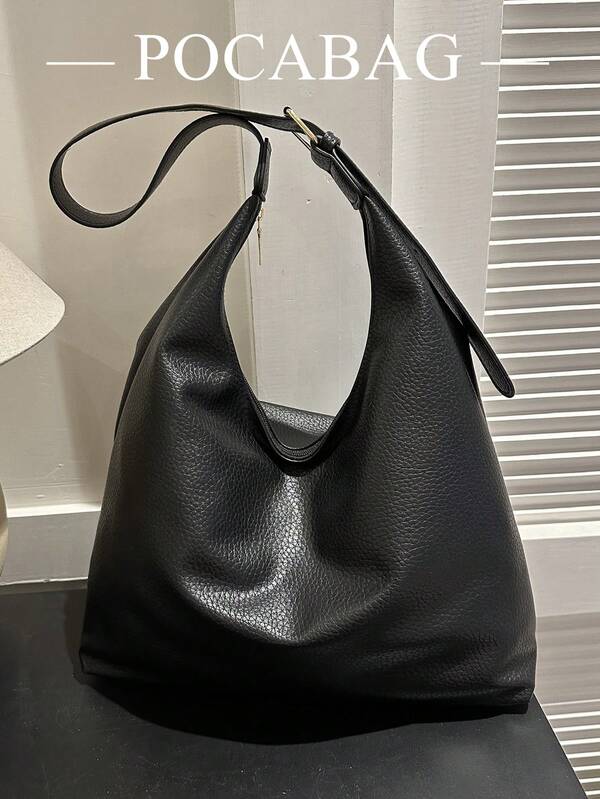 Solid Color Underarm Tote Bag