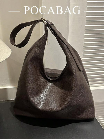 Solid Color Underarm Tote Bag