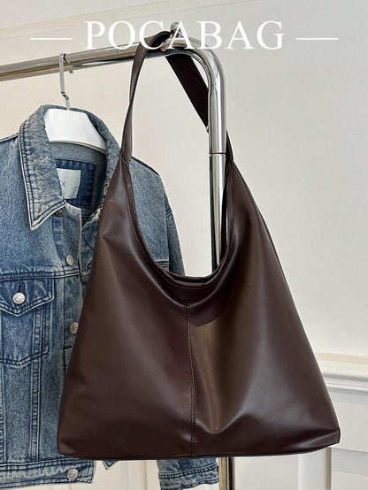 Solid Color Underarm Tote Bag