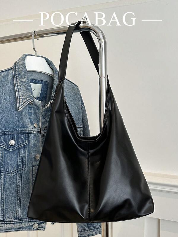 Solid Color Underarm Tote Bag
