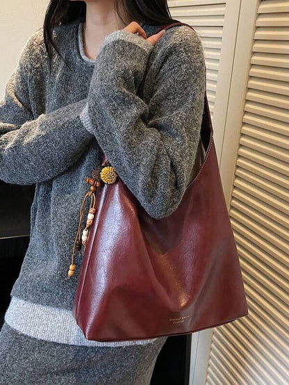 Solid Color Underarm Tote Bag