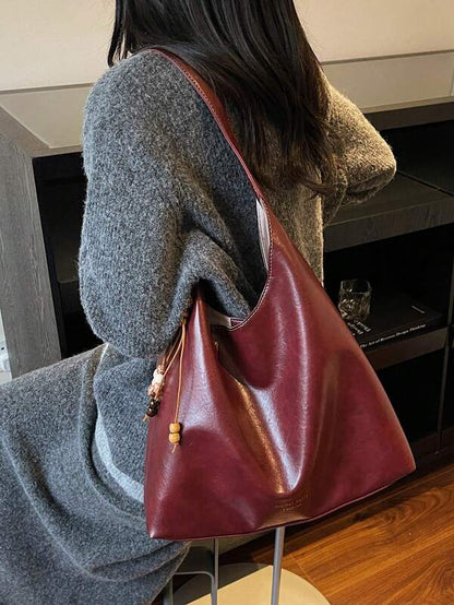Solid Color Underarm Tote Bag