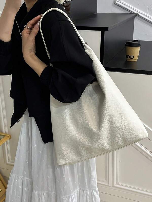 Solid Color Underarm Tote Bag