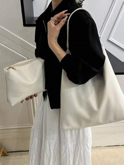 Solid Color Underarm Tote Bag