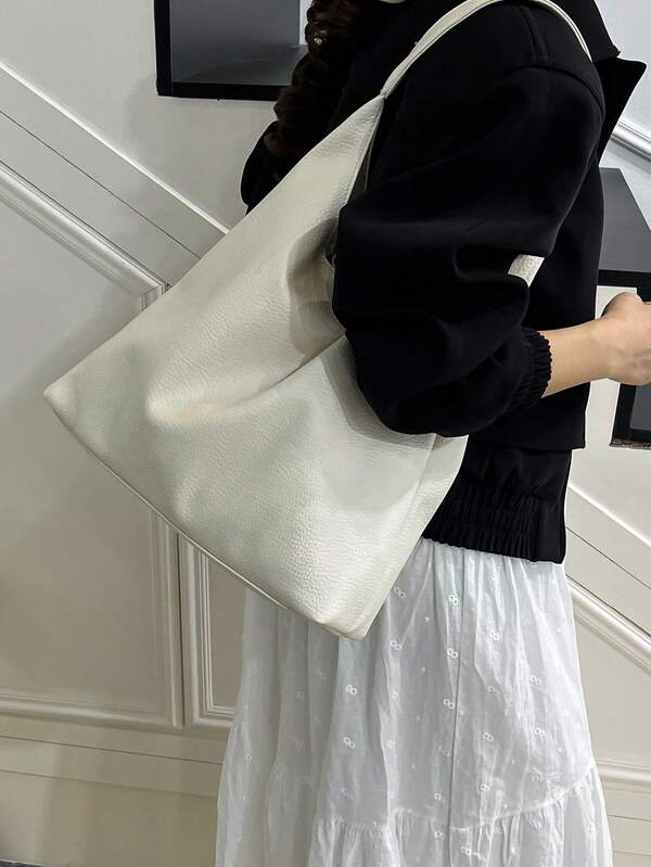 Solid Color Underarm Tote Bag