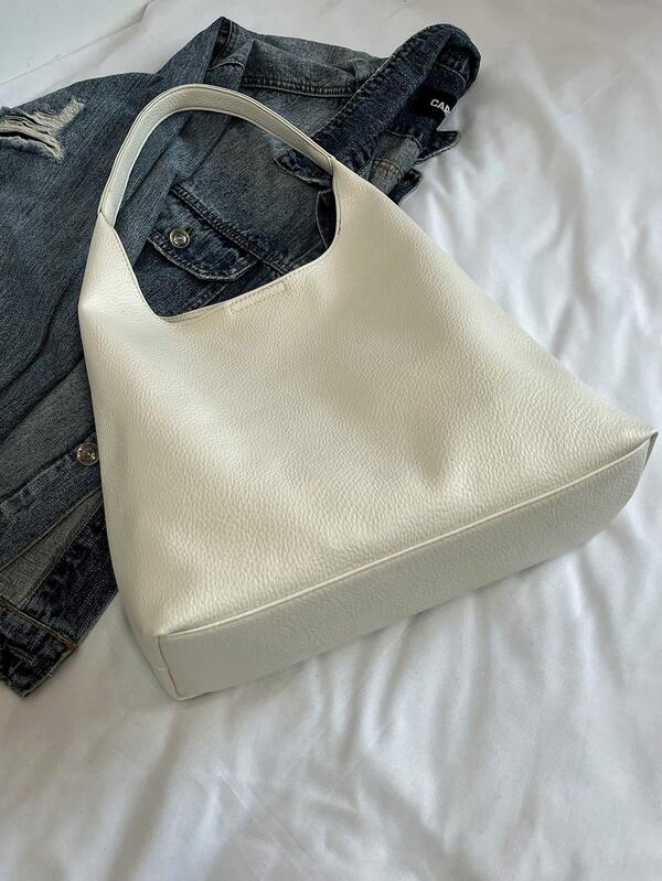 Solid Color Underarm Tote Bag