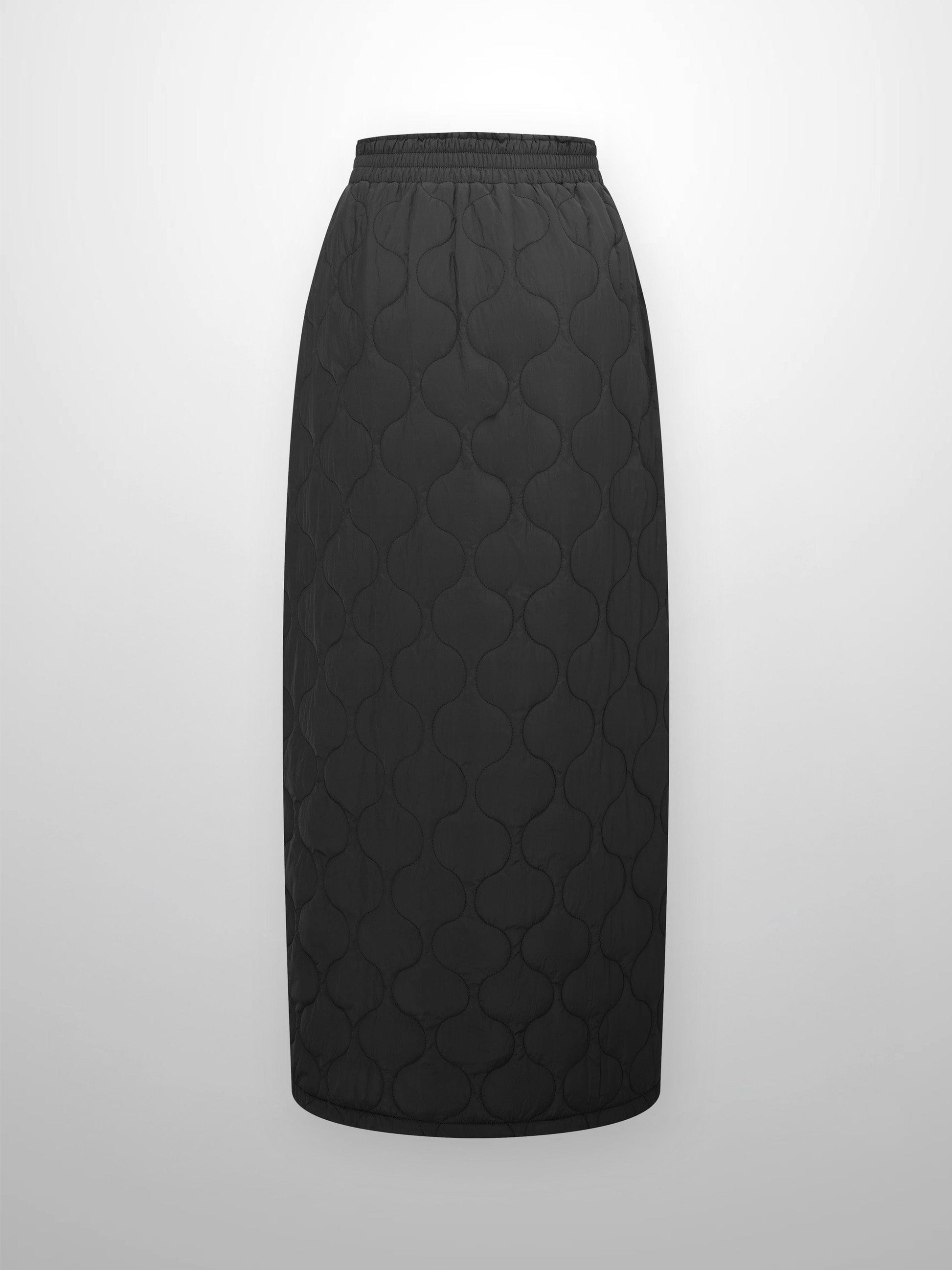 Quilted Puff Skirt-Black-2