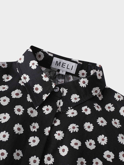 Puff Sleeve Blouse-Flower Poppy-2