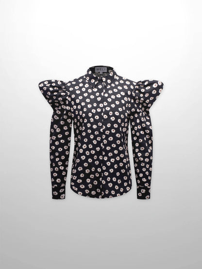 Puff Sleeve Blouse-Flower Poppy-0