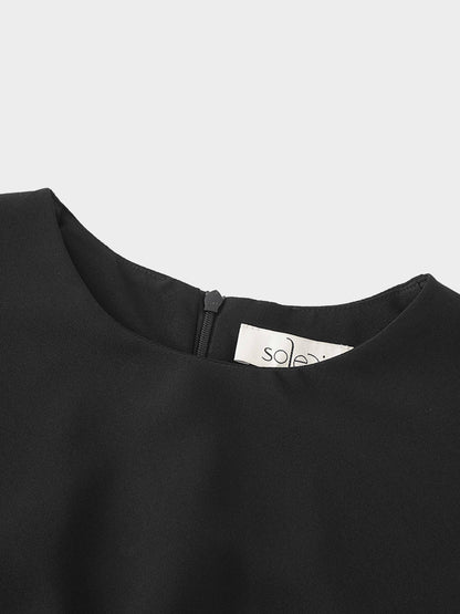 Crepe Slip Dress-Black-3