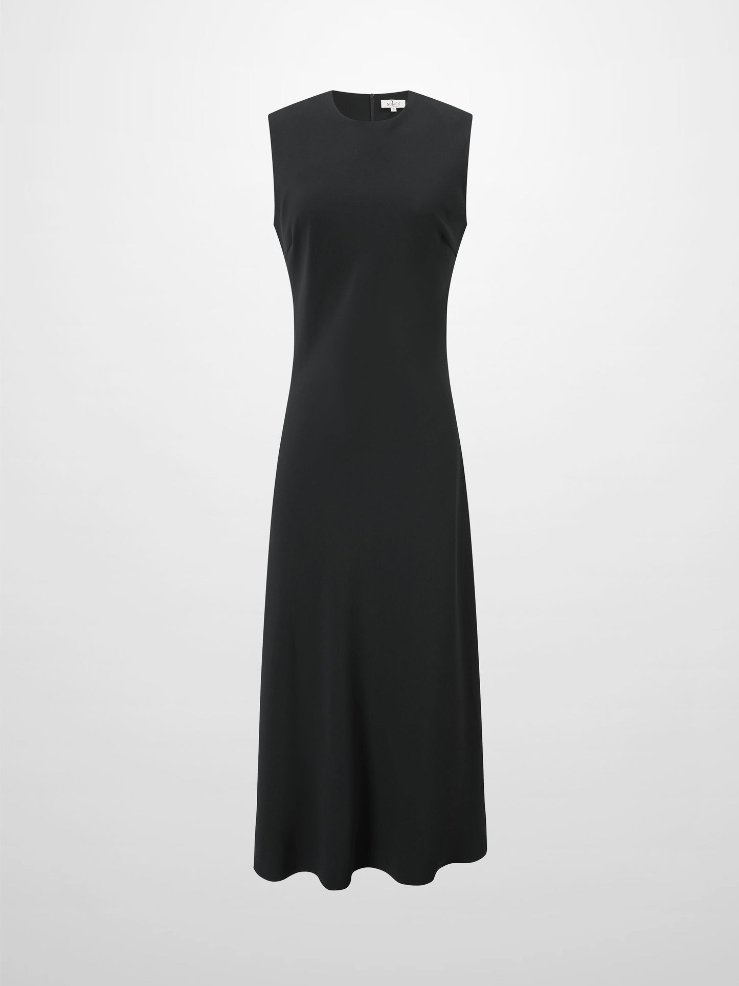 Crepe Slip Dress-Black-1
